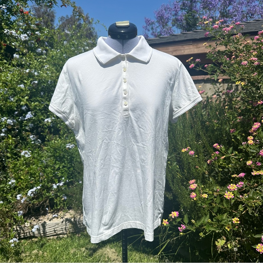 Izod Performing X White Button Down Shirt Classic Polo Top Size Large